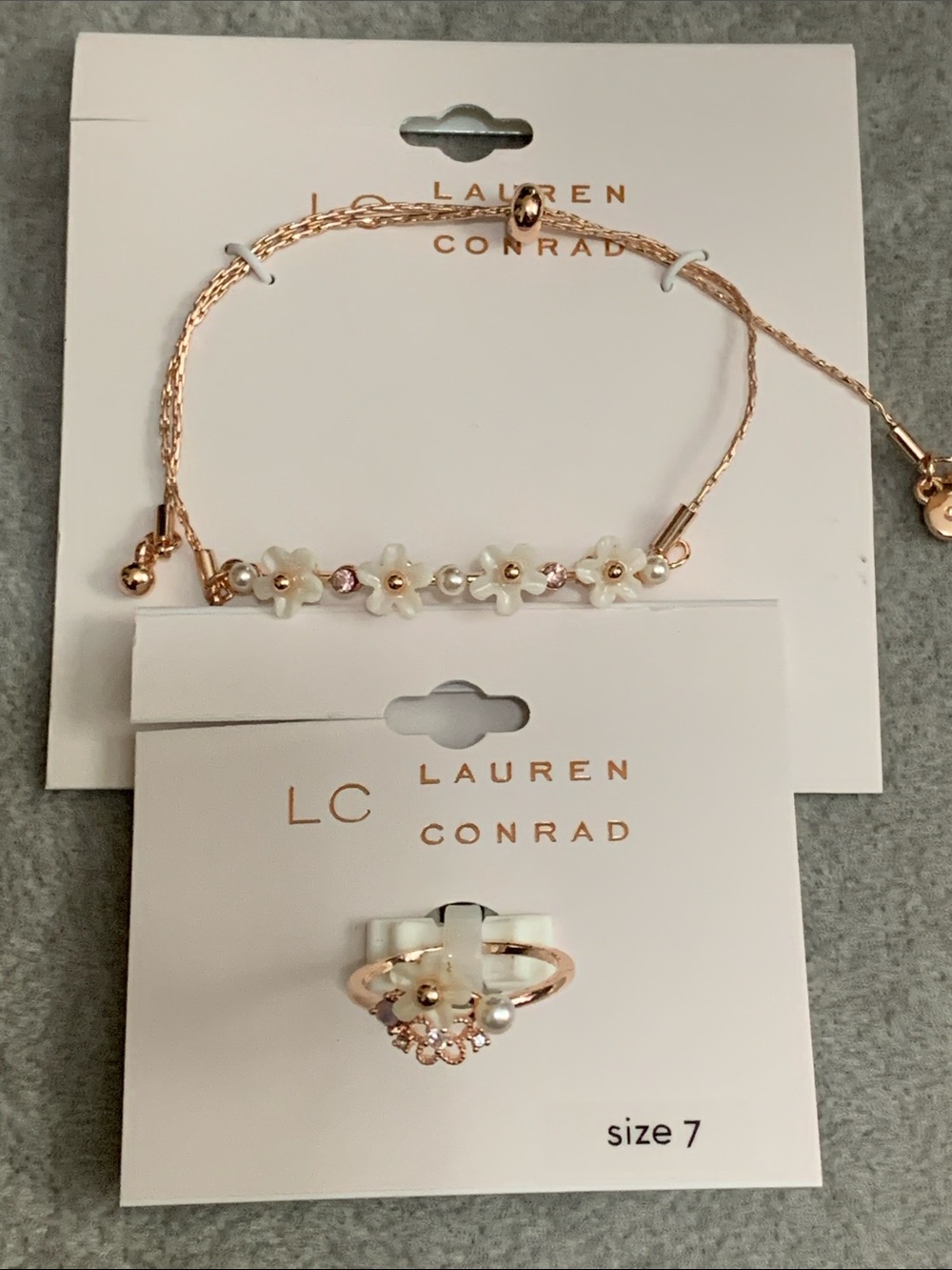 NWT LC Lauren Conrad matching bracelet and ring set